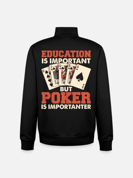 Education vs Poker Card Game Memes - Unisex Organic Zip Sweatshirt by Stanley/Stella - black