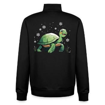Grüne Schildkröte mit Schneeflocken - Unisex Organic Zip Sweatshirt von Stanley/Stella - Schwarz - Hinten - AI Model Male 185 light (185cm)