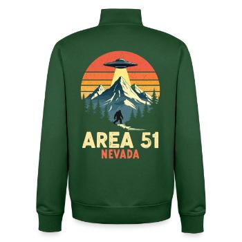 Area 51 Nevada UFO trifft Bigfoot - Unisex Organic Zip Sweatshirt von Stanley/Stella - Flaschengrün - Hinten - AI Model Male 185 dark (185cm)