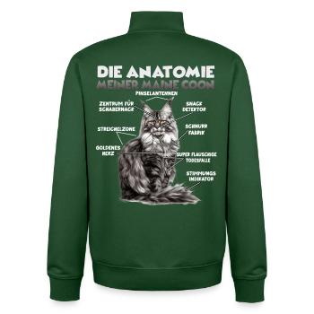 Maine Coon Anatomy T | Coony Halter Outfit Cats - Unisex Organic Zip Sweatshirt by Stanley/Stella - bottle green - Back - AI Model Male 185 dark (185cm)
