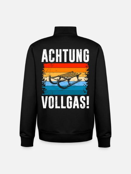 Sleds ATTENTION FULL THROTTLE! FUNNY - Unisex Organic Zip Sweatshirt by Stanley/Stella - black