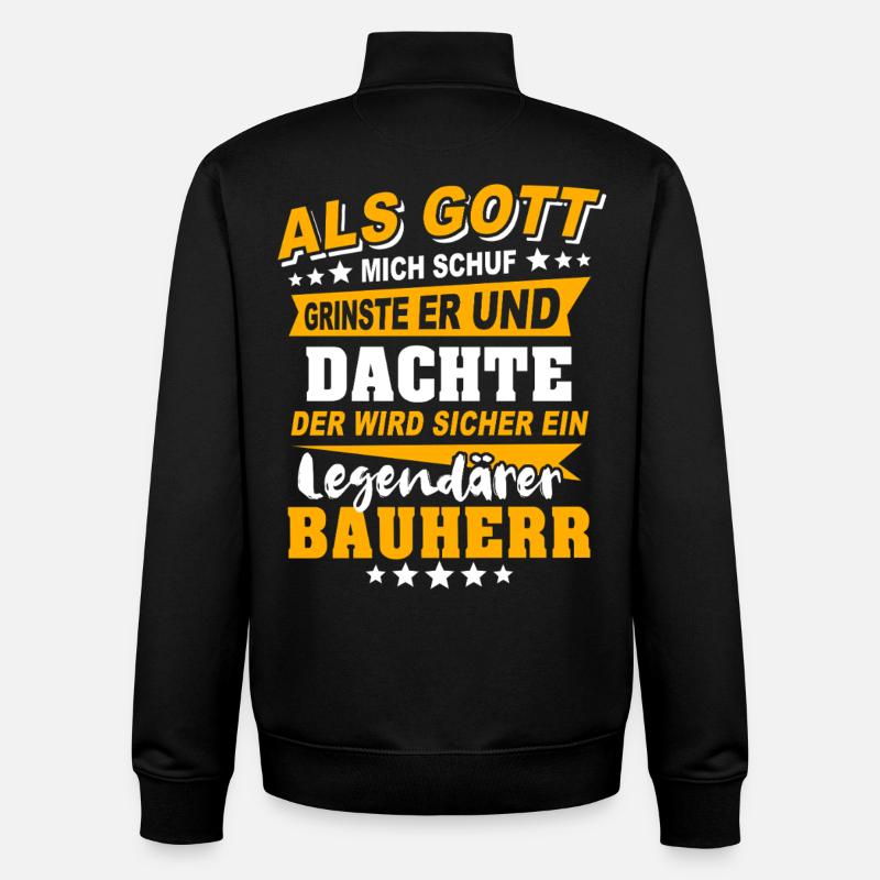 Bauherr Sprüche - Unisex Organic Zip Sweatshirt von Stanley/Stella - Schwarz