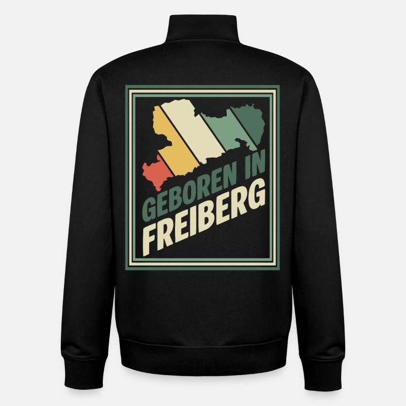 Né à Freiberg - Sweat zippé unisexe en coton bio Stanley/Stella - noir