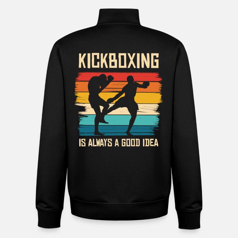 Kickboxing dans le style arc-en-ciel - Sweat zippé unisexe en coton bio Stanley/Stella - noir