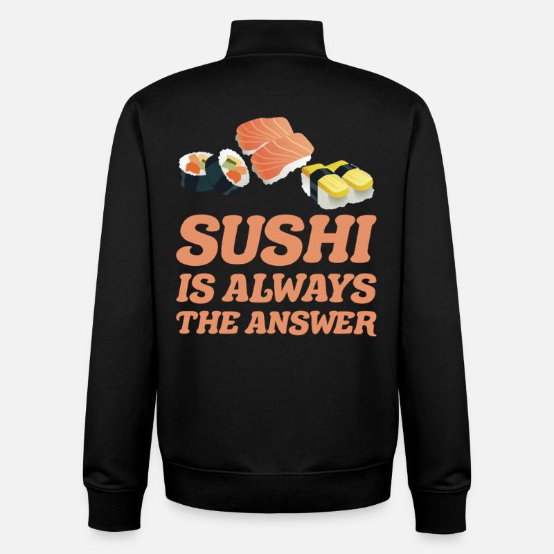 Sushi est toujours la solution idée Cadeau Sushis - Sweat zippé unisexe en coton bio Stanley/Stella - noir