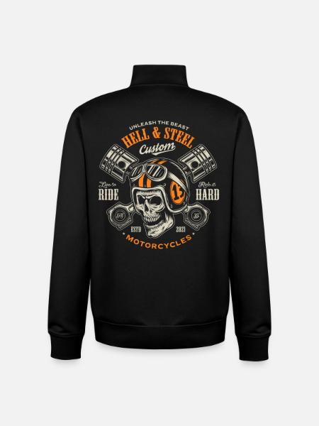 Skull Rider Custom Motorcycles - Unisex Organic Zip Sweatshirt by Stanley/Stella - black