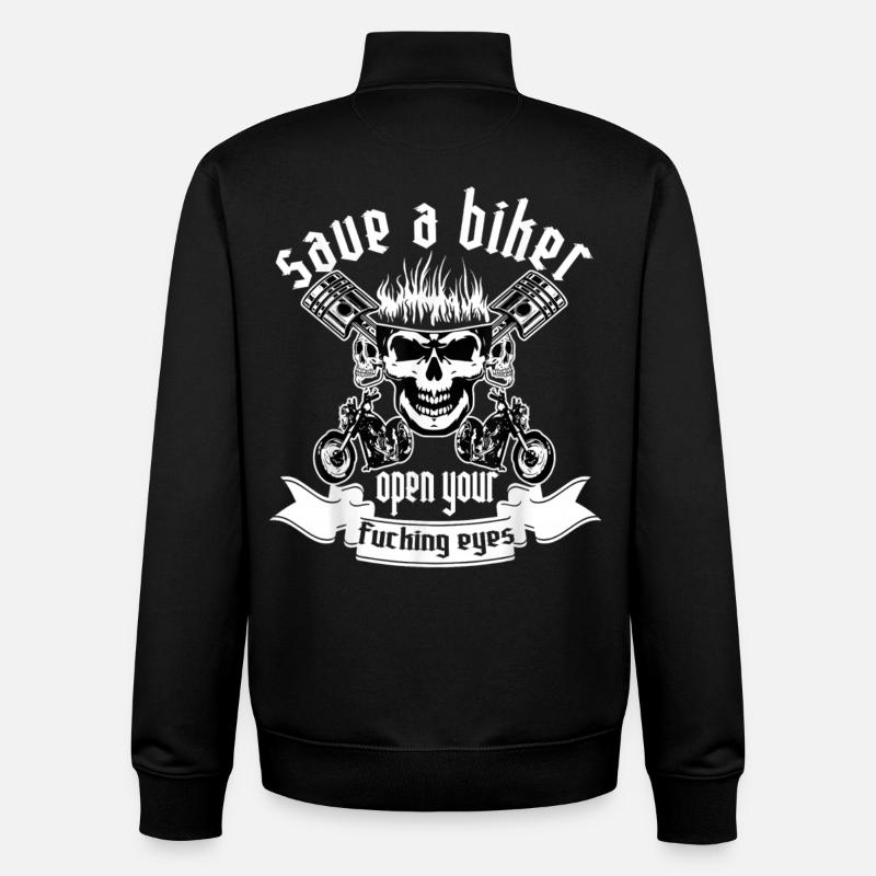 Biker Skull Motors Rally - Unisex Organic Zip Sweatshirt by Stanley/Stella - black