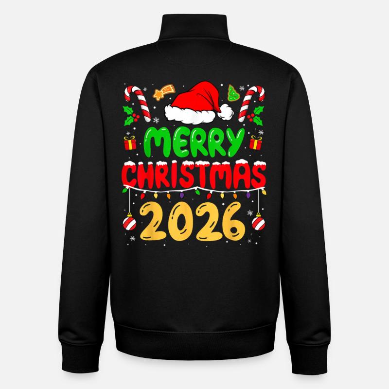 Joyeux Noël 2026 - Sweat zippé unisexe en coton bio Stanley/Stella - noir