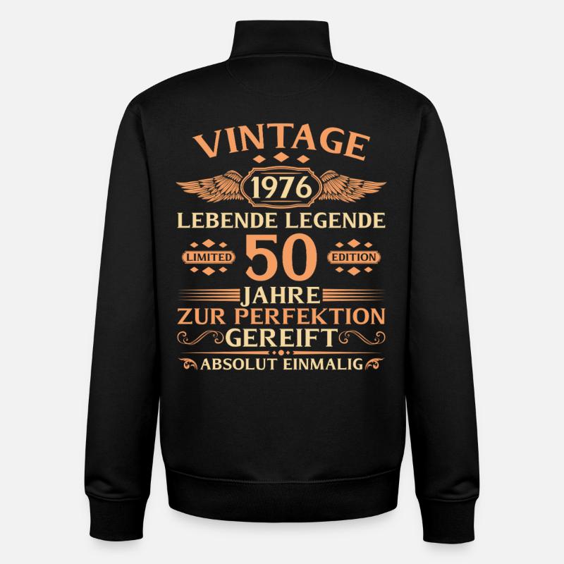 50e anniversaire Année 1976 - Sweat zippé unisexe en coton bio Stanley/Stella - noir