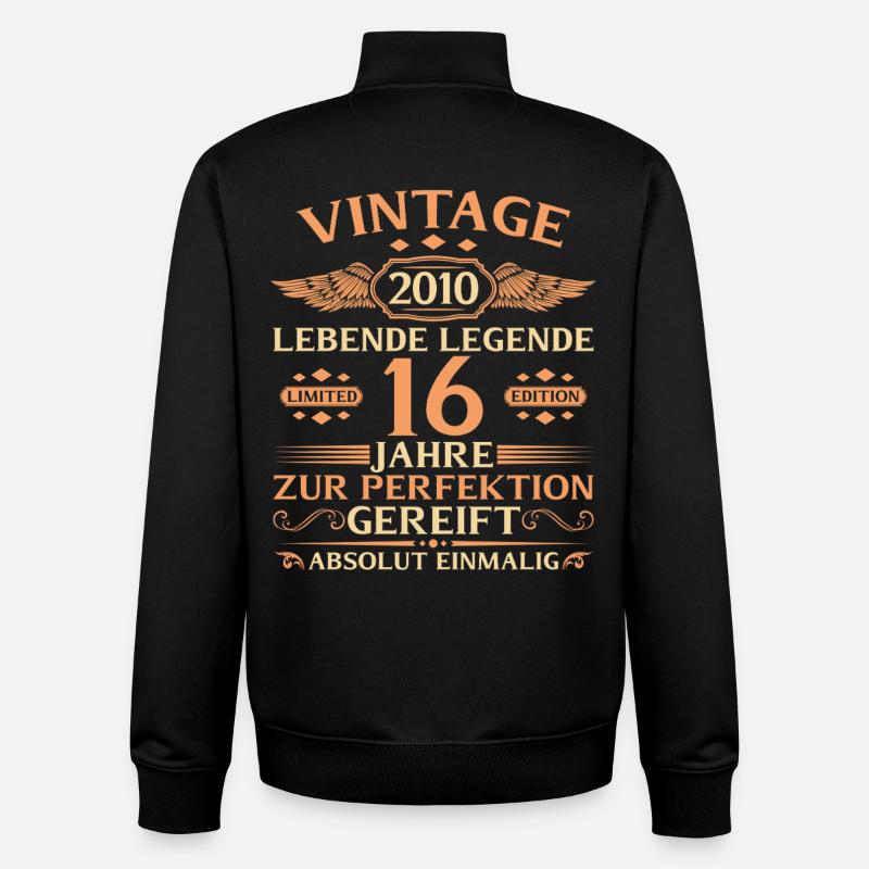 16e anniversaire Année 2010 - Sweat zippé unisexe en coton bio Stanley/Stella - noir