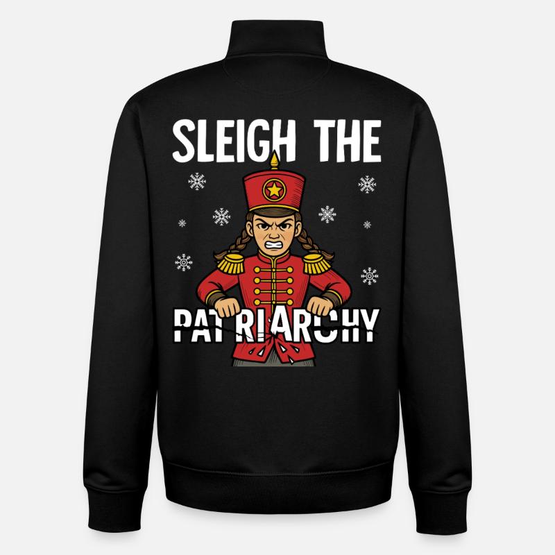 Sleigh Le Patriarcat - Sweat zippé unisexe en coton bio Stanley/Stella - noir