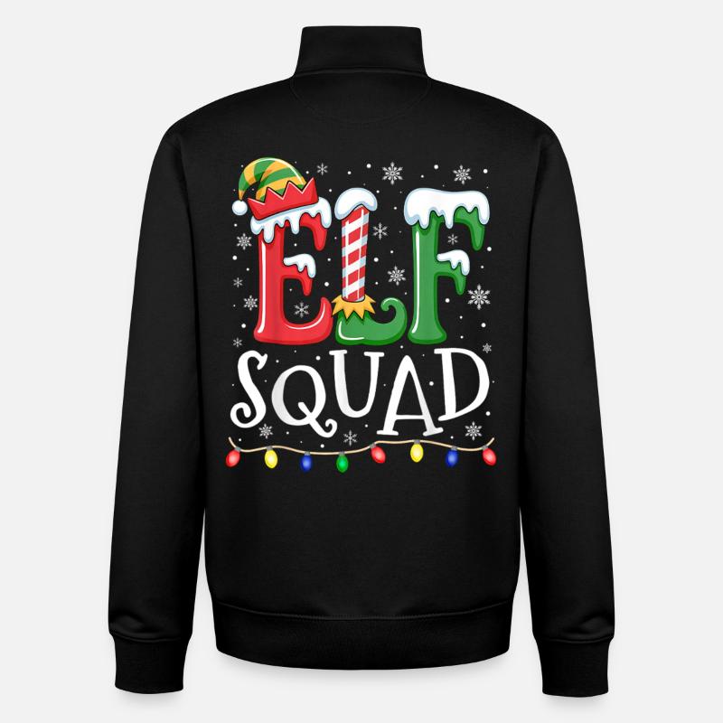 Elf Squad Christmas Cheer - Sweat zippé unisexe en coton bio Stanley/Stella - noir