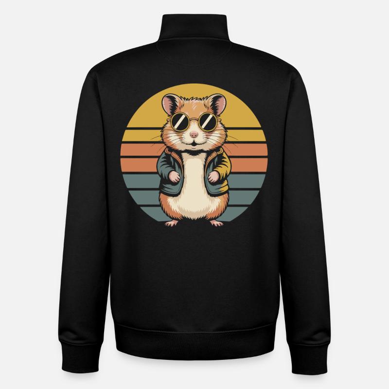 Hamster mit Sonnenbrille Retro-Style - Unisex Organic Zip Sweatshirt von Stanley/Stella - Schwarz