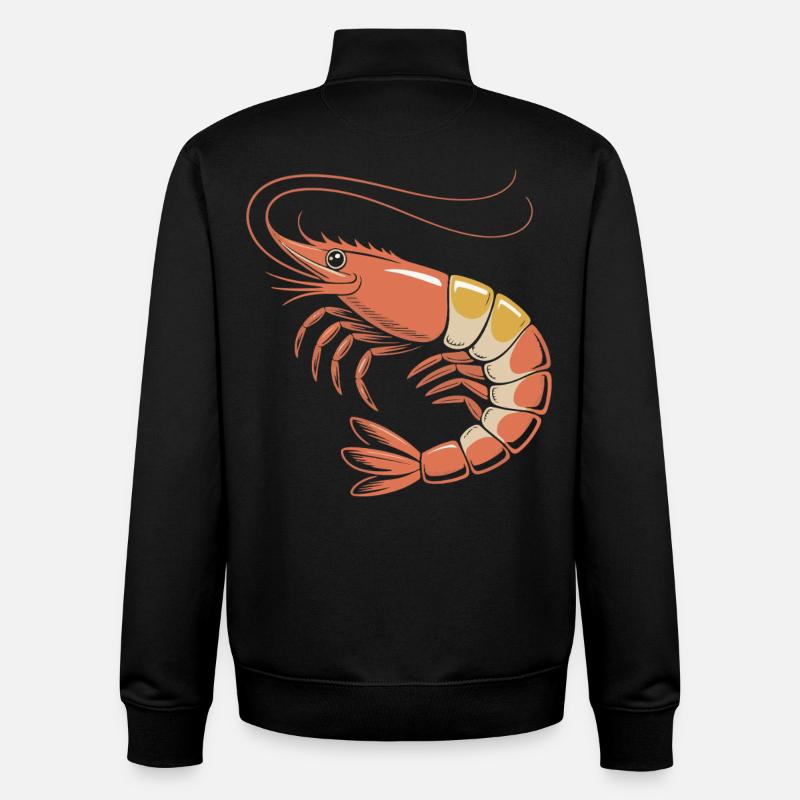 Dessin animé de crevettes rouges - Sweat zippé unisexe en coton bio Stanley/Stella - noir