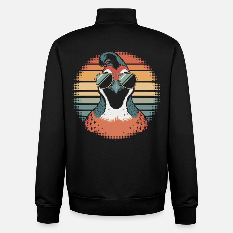 Retro Sunbird with Sunglasses - Unisex Organic Zip Sweatshirt by Stanley/Stella - black