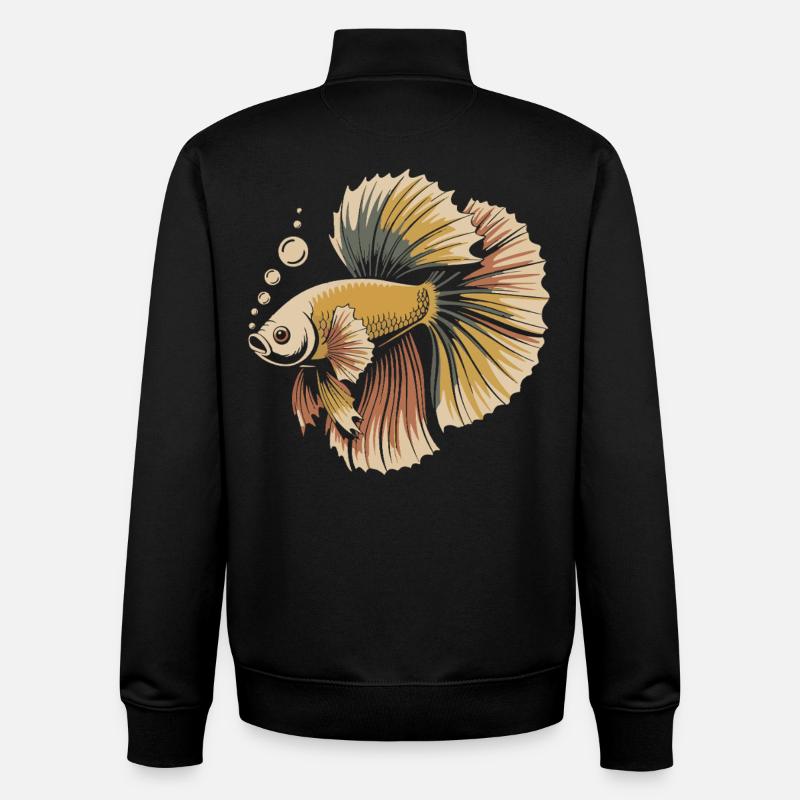Magnifique Imprimé de Poisson Betta - Sweat zippé unisexe en coton bio Stanley/Stella - noir
