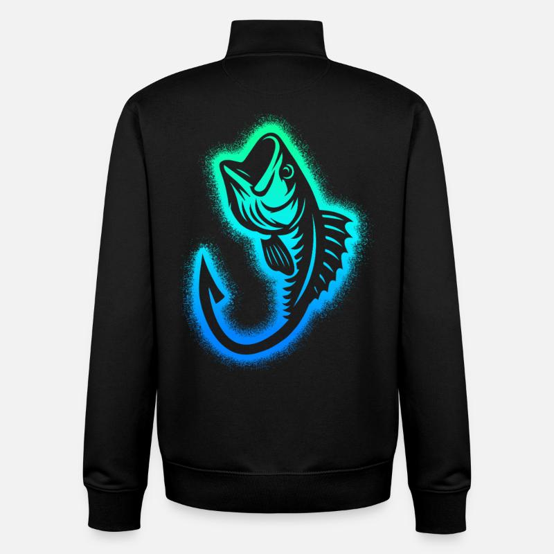 Pêche Pêcheurs Enfants Garçons Hommes Pêcheurs - Sweat zippé unisexe en coton bio Stanley/Stella - noir
