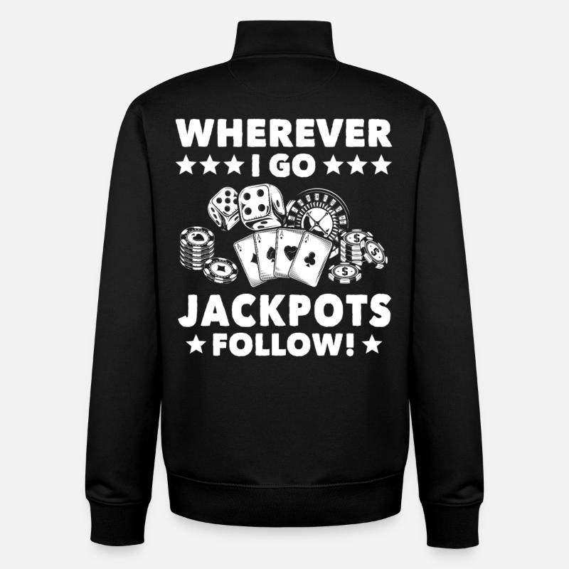 Joueurs de casino casino - Sweat zippé unisexe en coton bio Stanley/Stella - noir