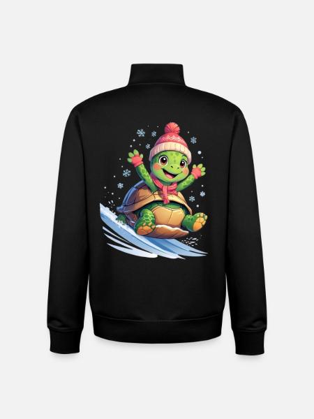 Winter Wave Surfturtle - Unisex Organic Zip Sweatshirt by Stanley/Stella - black