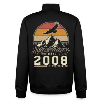 2008 Vintage Vintage Birthday Retro Gift - Unisex Organic Zip Sweatshirt by Stanley/Stella - black - Back - AI Model Male 185 light (185cm)
