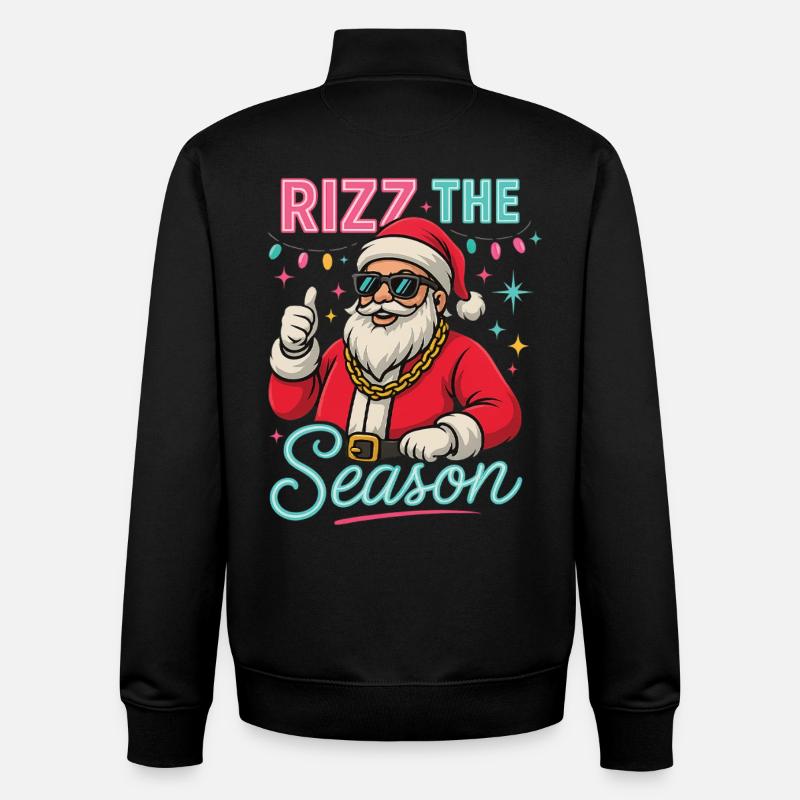 Rizz La Saison Père Noël Weihnachtsmann - Sweat zippé unisexe en coton bio Stanley/Stella - noir