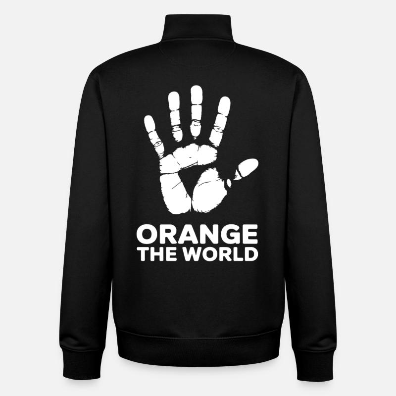 Orange : Le Monde - Sweat zippé unisexe en coton bio Stanley/Stella - noir