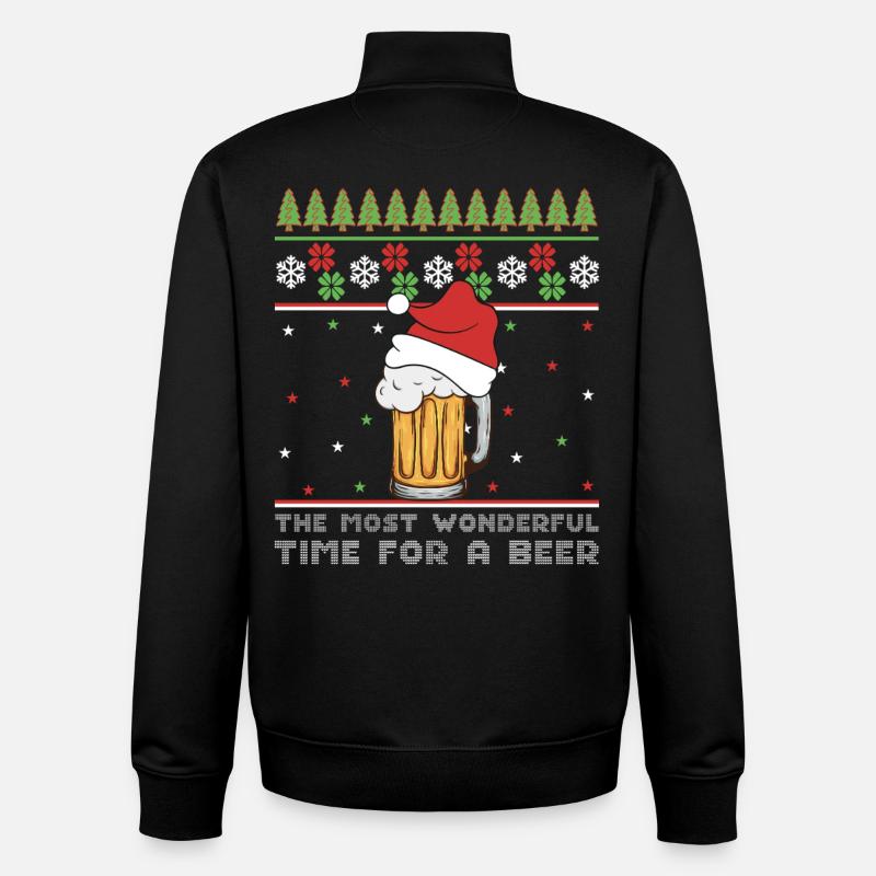 Weihnachtsbier Hässlicher Pullover Weihnachtsalkohol Hässlicher Aperitif - Unisex Organic Zip Sweatshirt von Stanley/Stella - Schwarz