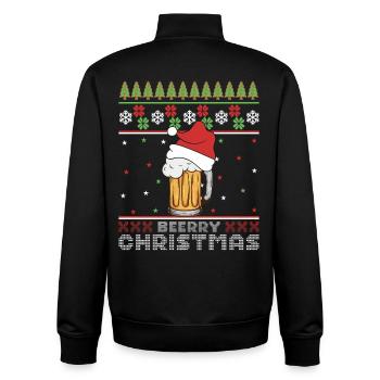 Frohe Weihnachtsbier, hässlicher Pullover – Geschenk - Unisex Organic Zip Sweatshirt von Stanley/Stella - Schwarz - Hinten - AI Model Male 185 light (185cm)