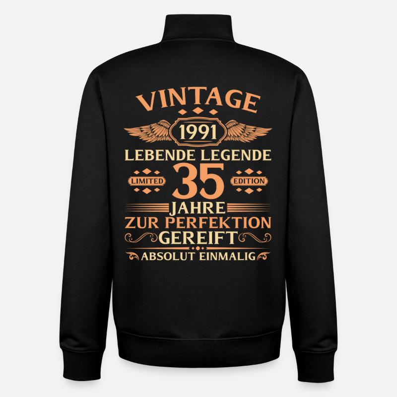 35e anniversaire Année 1991 - Sweat zippé unisexe en coton bio Stanley/Stella - noir