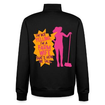 Wife of a farmer Mother - Unisex Organic Zip Sweatshirt by Stanley/Stella - black - Back - AI Model Male 185 light (185cm)
