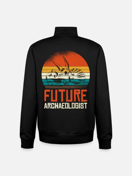 Future Archaeologist Fossil Skull - Unisex Organic Zip Sweatshirt by Stanley/Stella - black