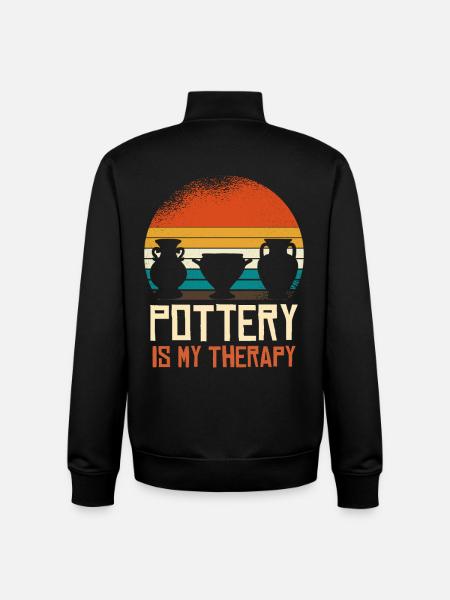 Pottery is my therapy - Unisex Organic Zip Sweatshirt by Stanley/Stella - black