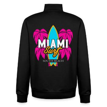 Miami Surf South Beach Logo - Unisex Organic Zip Sweatshirt by Stanley/Stella - black - Back - AI Model Male 185 light (185cm)