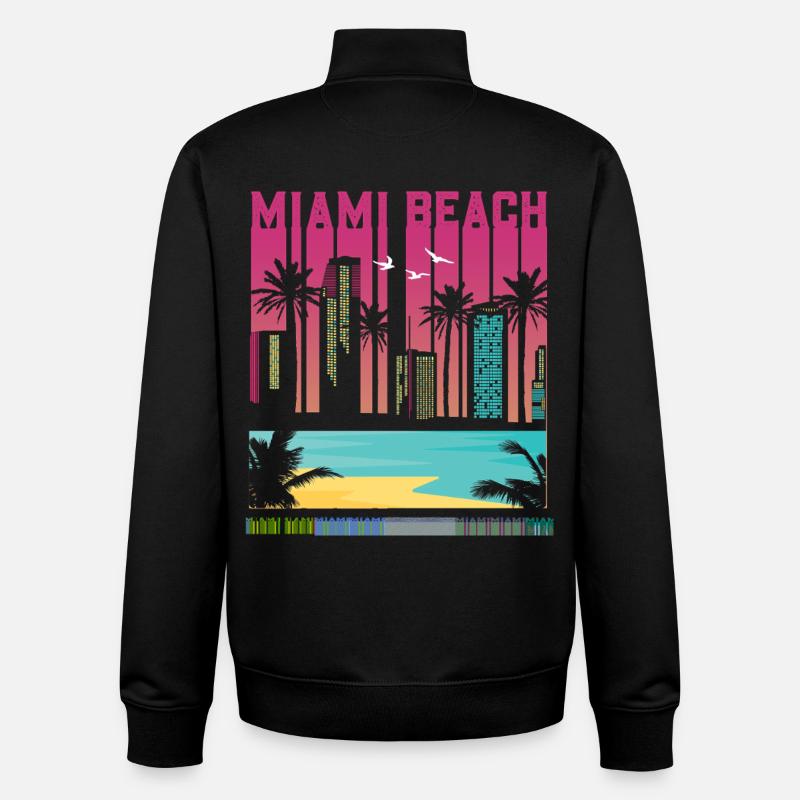 Miami Beach Sunset Palms Skyline - Unisex Organic Zip Sweatshirt von Stanley/Stella - Schwarz