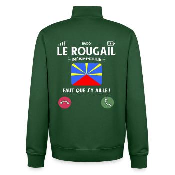 Le Rougail M’Appelle Humour La Reunion - Sweat zippé unisexe en coton bio Stanley/Stella - vert bouteille - Dos - AI Model Male 185 dark (185cm)