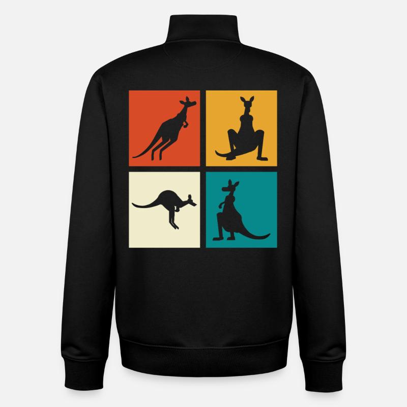 Kangaroo Four-Frame Silhouettes - Unisex Organic Zip Sweatshirt by Stanley/Stella - black