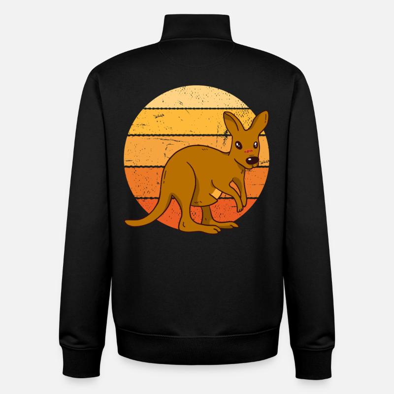 Kangourou au coucher du soleil - Sweat zippé unisexe en coton bio Stanley/Stella - noir