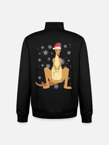 Kangaroo in the magic of Christmas - Unisex Organic Zip Sweatshirt by Stanley/Stella - black