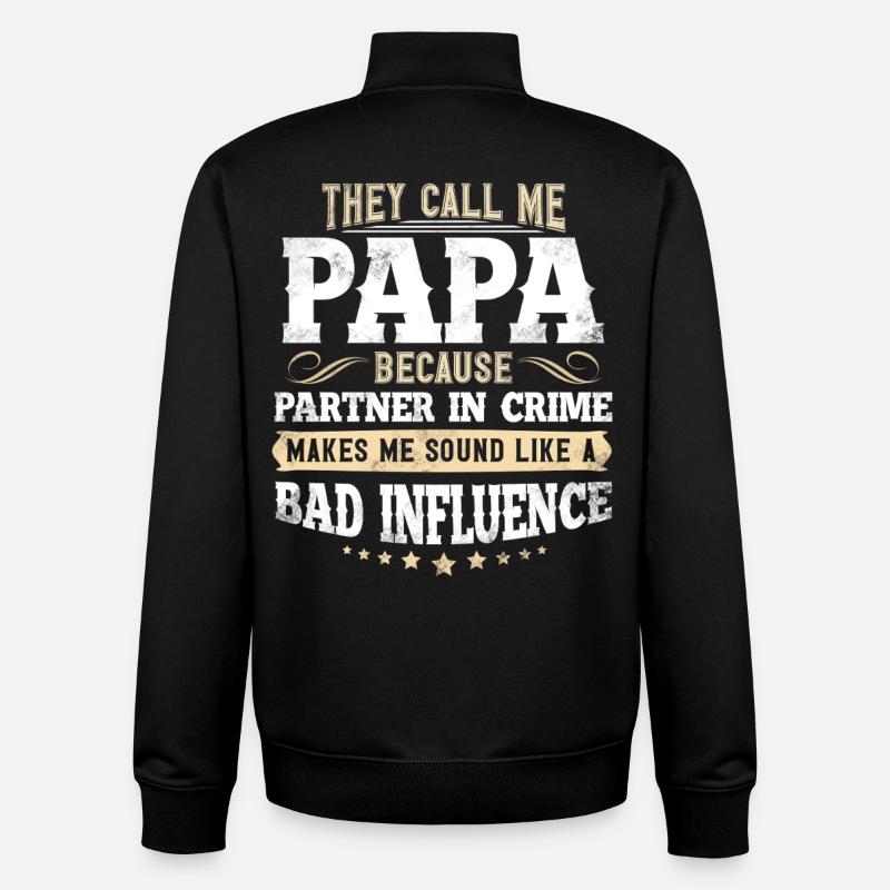 Papa - Sweat zippé unisexe en coton bio Stanley/Stella - noir