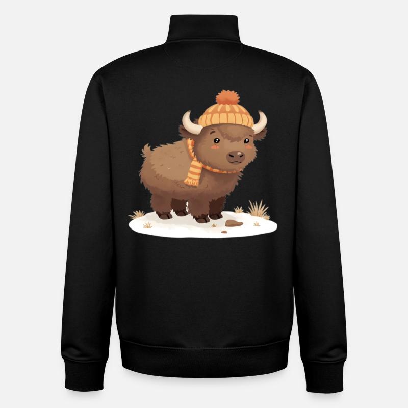 Bison d’hiver avec coiffe - Sweat zippé unisexe en coton bio Stanley/Stella - noir