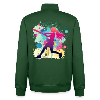 Softballerin, Softball, Softballspielerin - Unisex Organic Zip Sweatshirt von Stanley/Stella - Flaschengrün - Hinten - AI Model Male 185 dark (185cm)