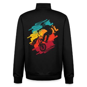 BMX rétro Vélo Stunt Boys Cyclistes Hommes BMX - Sweat zippé unisexe en coton bio Stanley/Stella - noir - Dos - AI Model Male 185 light (185cm)