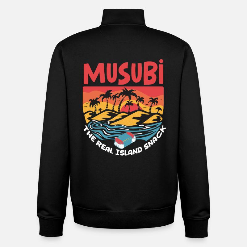 Musubi : Le vrai encas de l’île - Sweat zippé unisexe en coton bio Stanley/Stella - noir