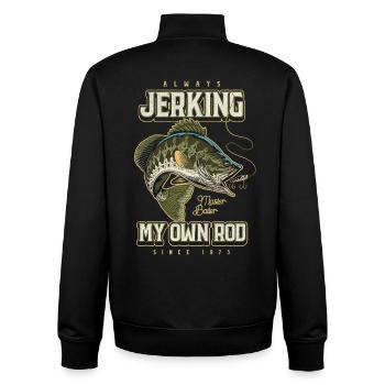 Always Jerking My Rod Funny Fishing Born 1973 - Unisex Organic Zip Sweatshirt by Stanley/Stella - black - Back - AI Model Male 185 light (185cm)