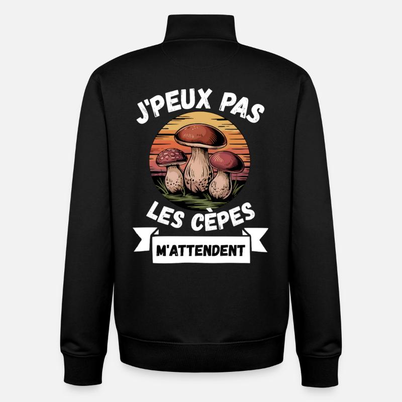 j'peux pas les cèpes m'attendent - Sweat zippé unisexe en coton bio Stanley/Stella - noir