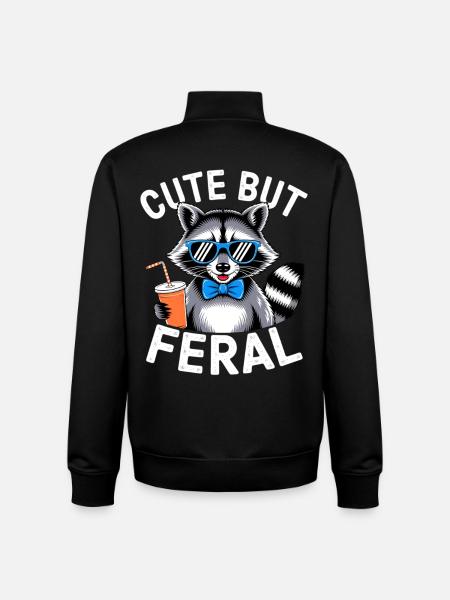 Cute but Feral Raccoon - Unisex Organic Zip Sweatshirt by Stanley/Stella - black