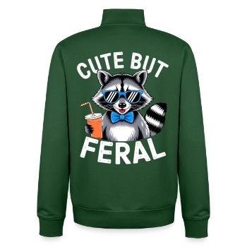 Cute but Feral Raccoon - Unisex Organic Zip Sweatshirt by Stanley/Stella - bottle green - Back - AI Model Male 185 dark (185cm)