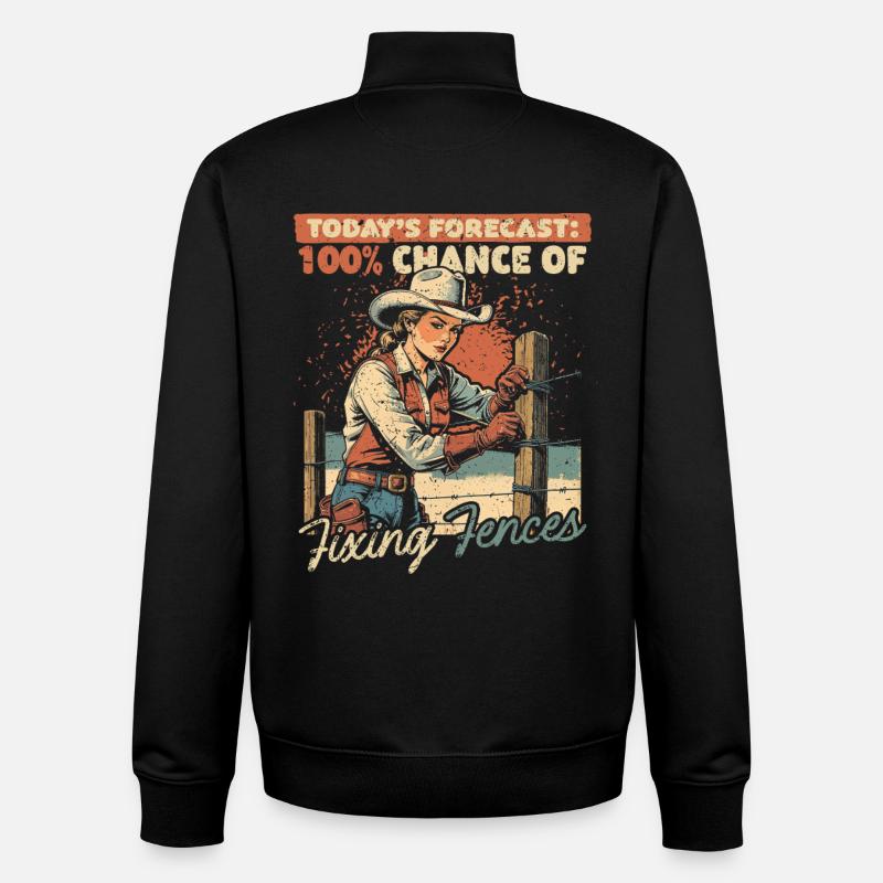Ehefrau eines Bauern Mutter Fixing Fences - Unisex Organic Zip Sweatshirt von Stanley/Stella - Schwarz