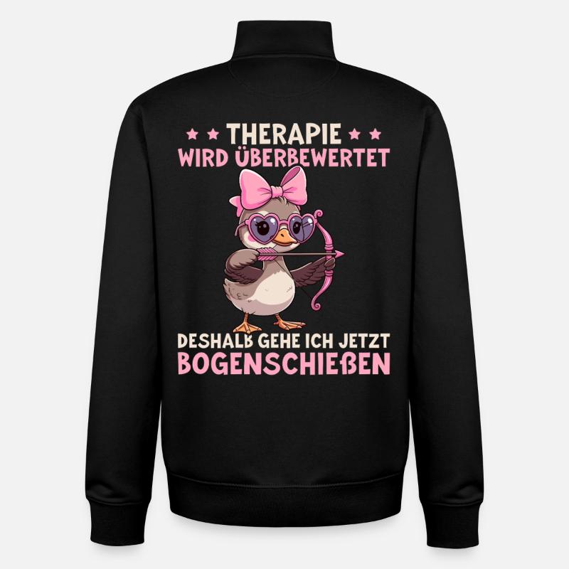 Therapie wird überbewertet - Lustige Bogenschießen - Unisex Organic Zip Sweatshirt von Stanley/Stella - Schwarz