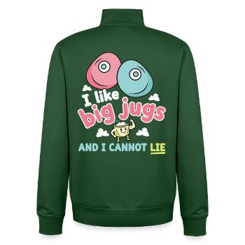 Ich mag Big Jugs, Klettern, Fels, Spaß, Humor - Unisex Organic Zip Sweatshirt von Stanley/Stella - Flaschengrün - Hinten - AI Model Male 185 dark (185cm)